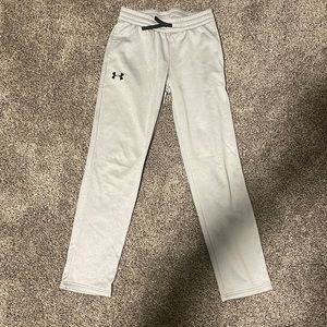 Youth large gray under armor pants with black logo